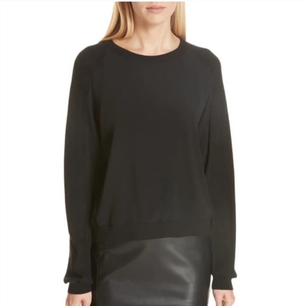Vince Raglan Sleeve Mixed Media Rib Trim Pullover
